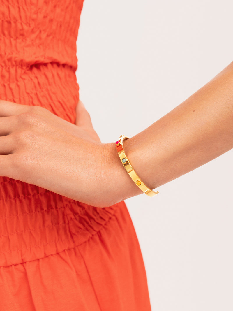 Gina Steel Cuff Bracelet, Gold Plated
