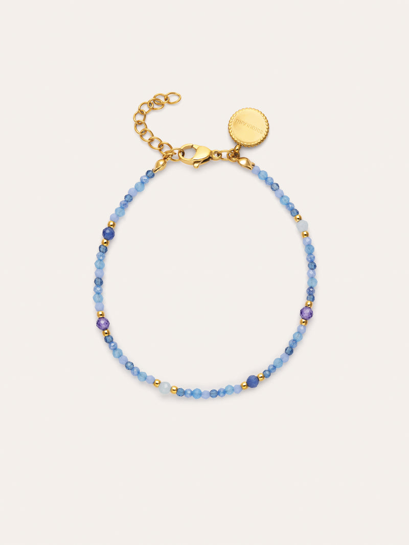 Pulsera Glam Azul Acero Baño Oro
