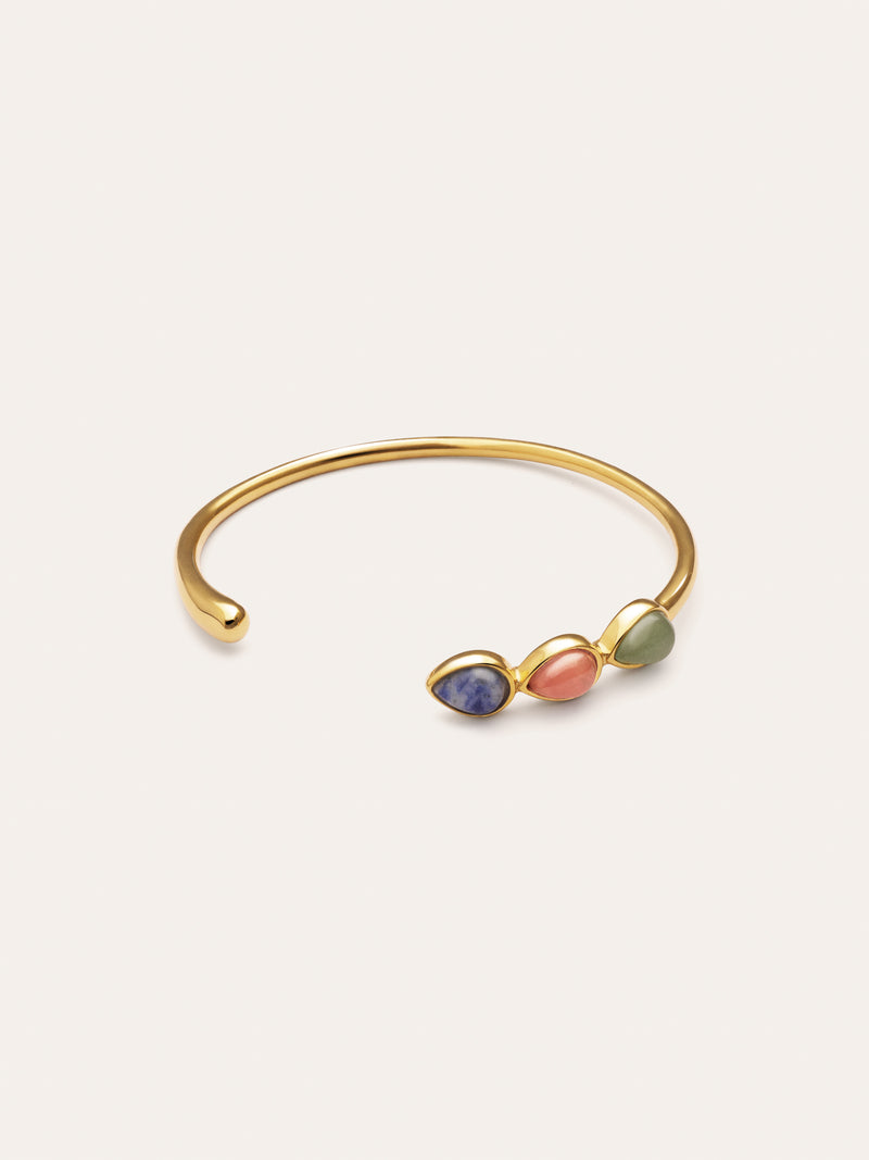 Brazalete Gota Stones Acero Baño Oro