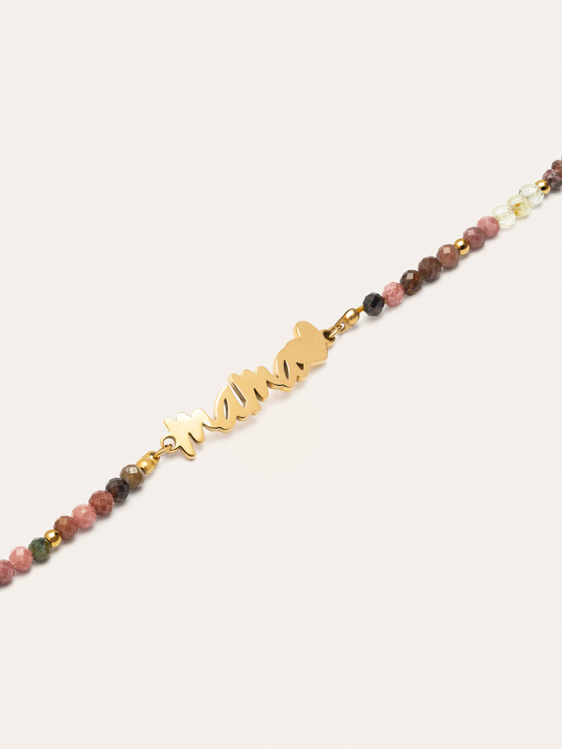 Mama Heart Tourmaline Stainless Steel Bracelet