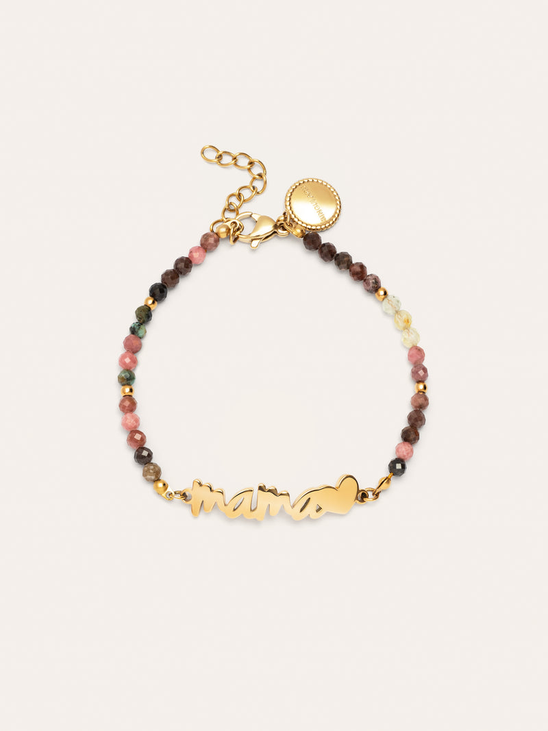 Mama Heart Tourmaline Stainless Steel Bracelet