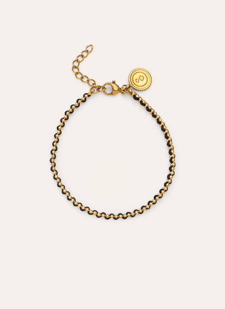 Pulsera Morgana Black Acero Baño Oro