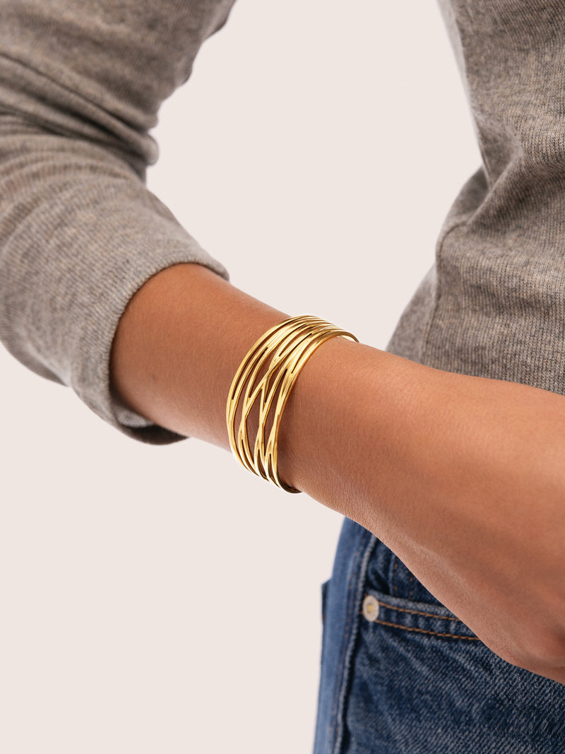 Brazalete Odisea Acero Baño Oro
