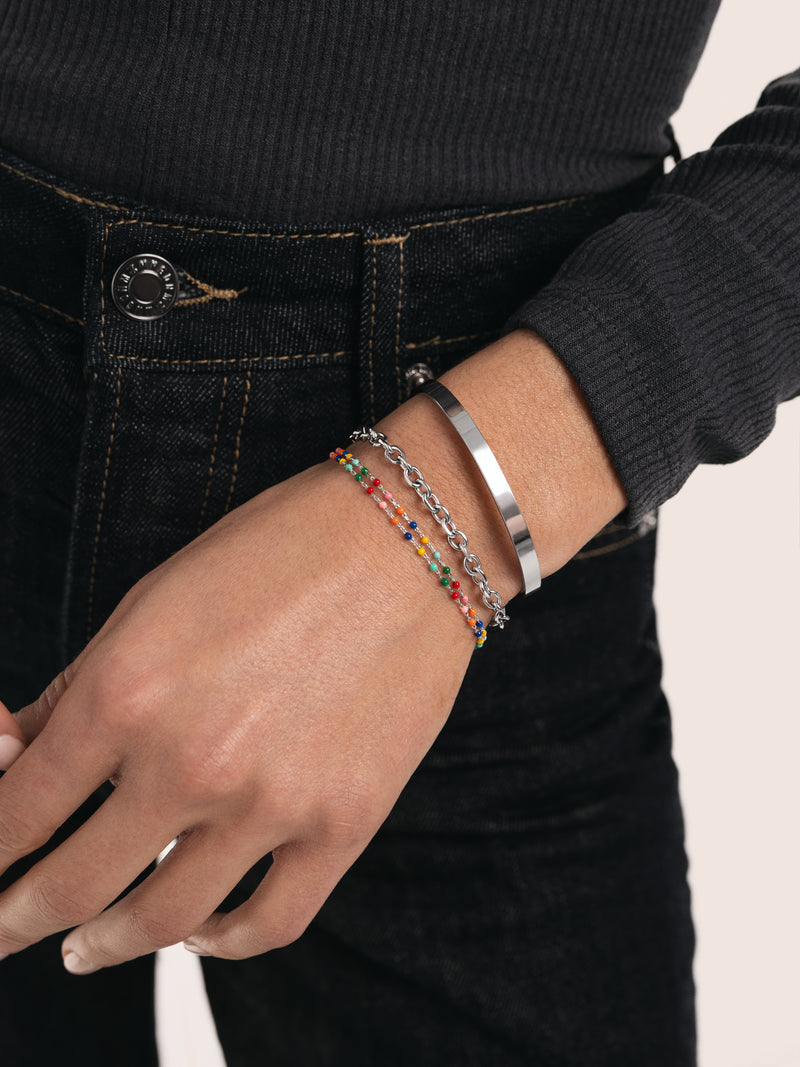 Dots Colors Enamel Silver Bracelet