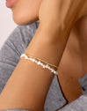 Pearl Chain Stainless Steel Gold Bracelet 