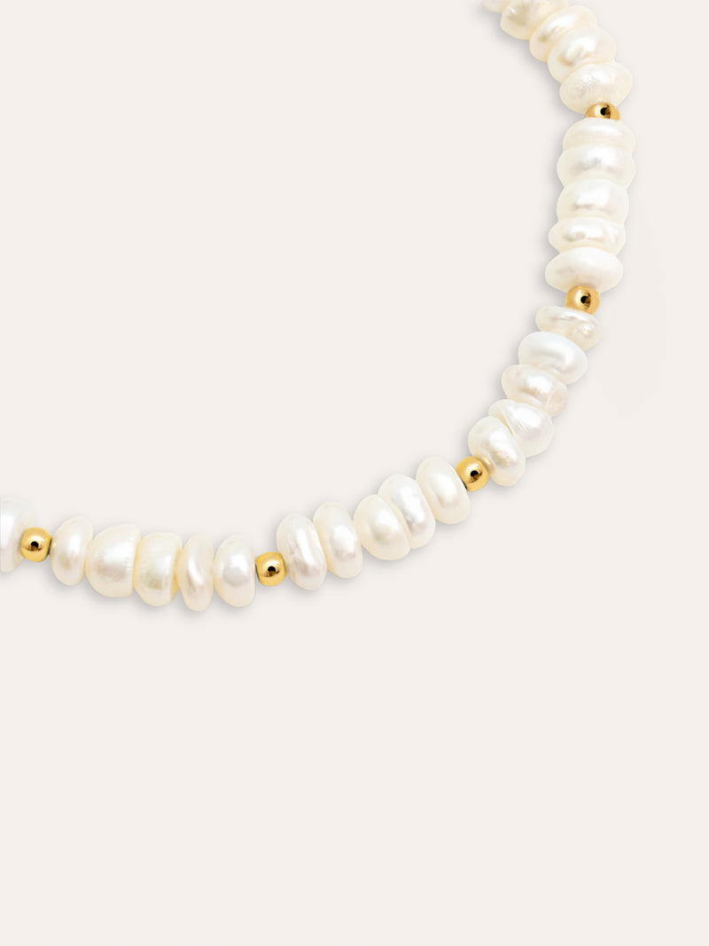 Pulsera Pearls Dots Acero Baño Oro