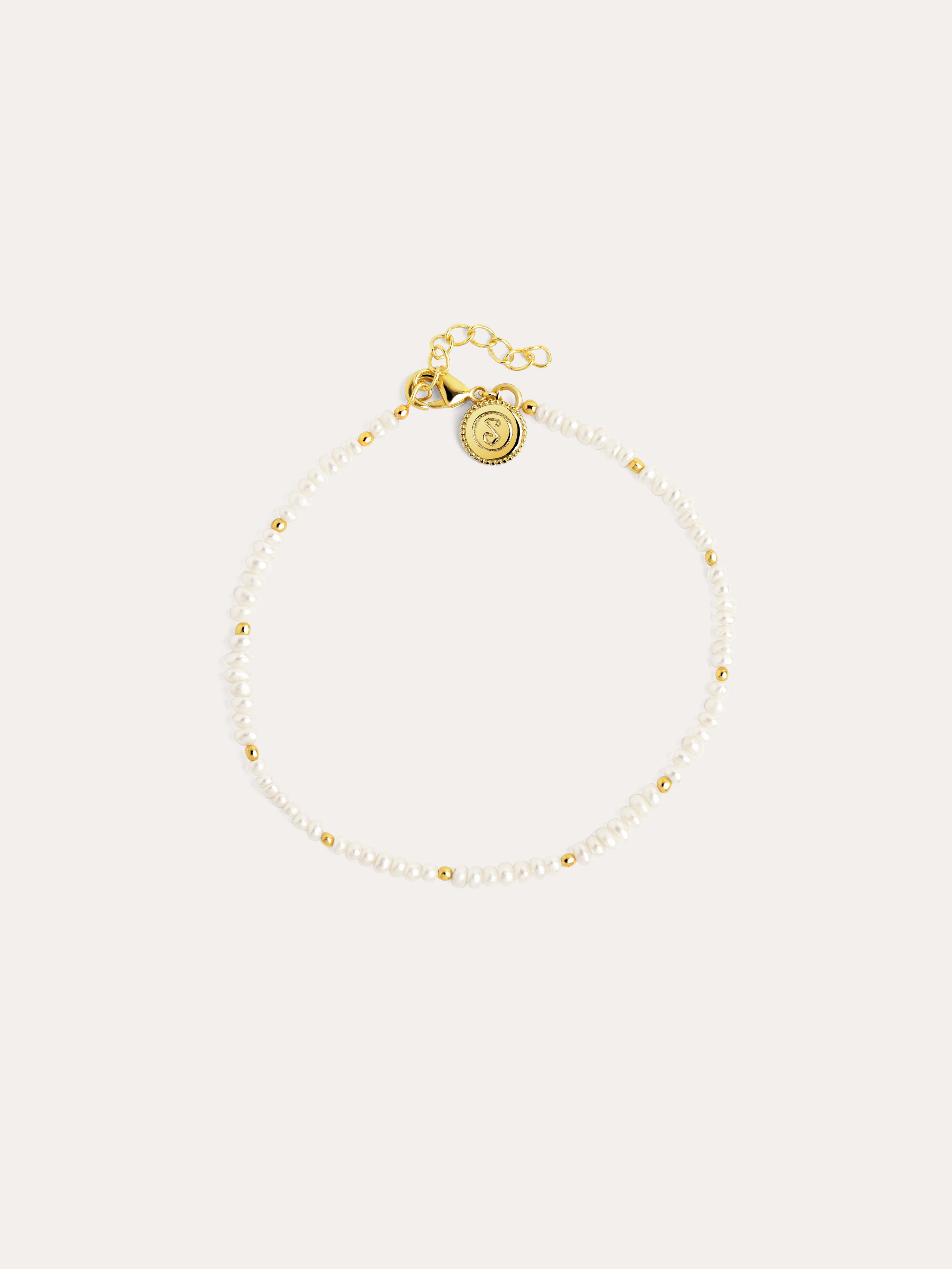 Pearls Dots Stainless Steel Gold Bracelet