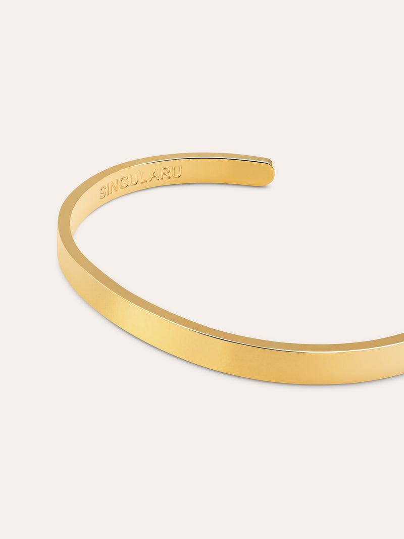 Brazalete Plate Acero Baño Oro