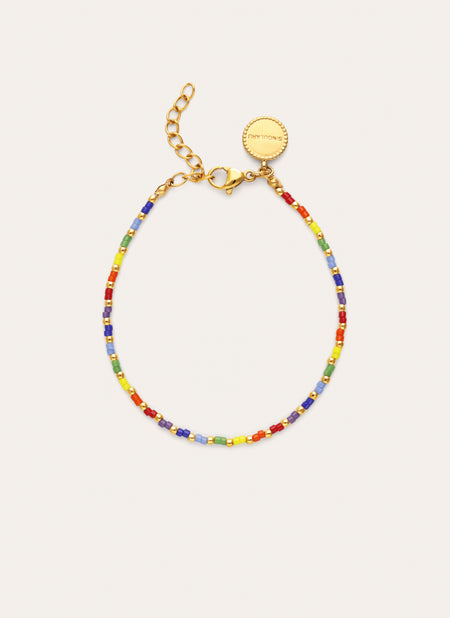 Pulsera Rainbow Colors Acero Baño Oro