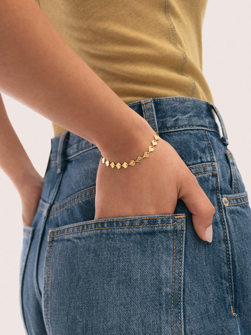 Pulsera Shells Acero Baño Oro