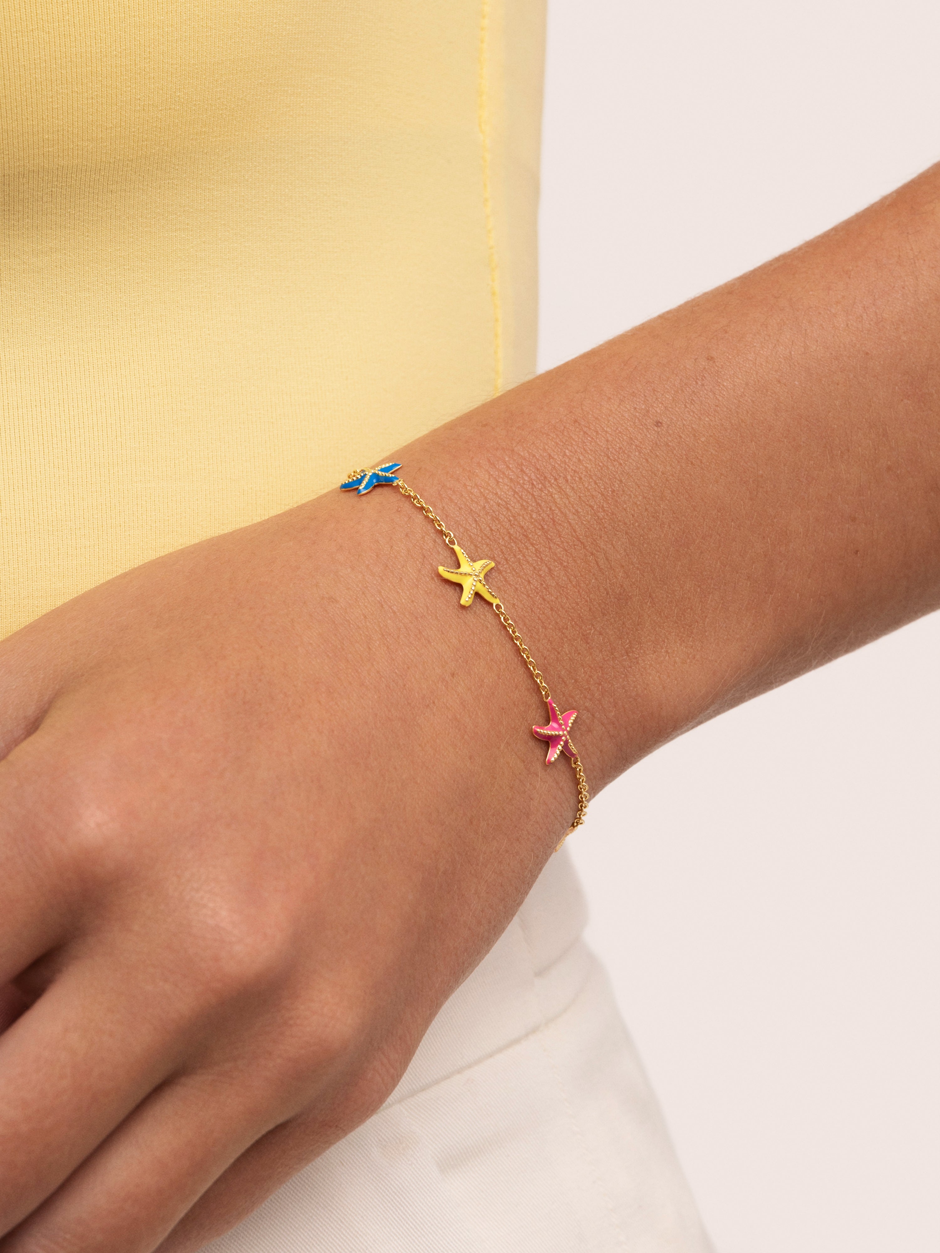 Pulsera Starfish Enamel Colors Baño Oro