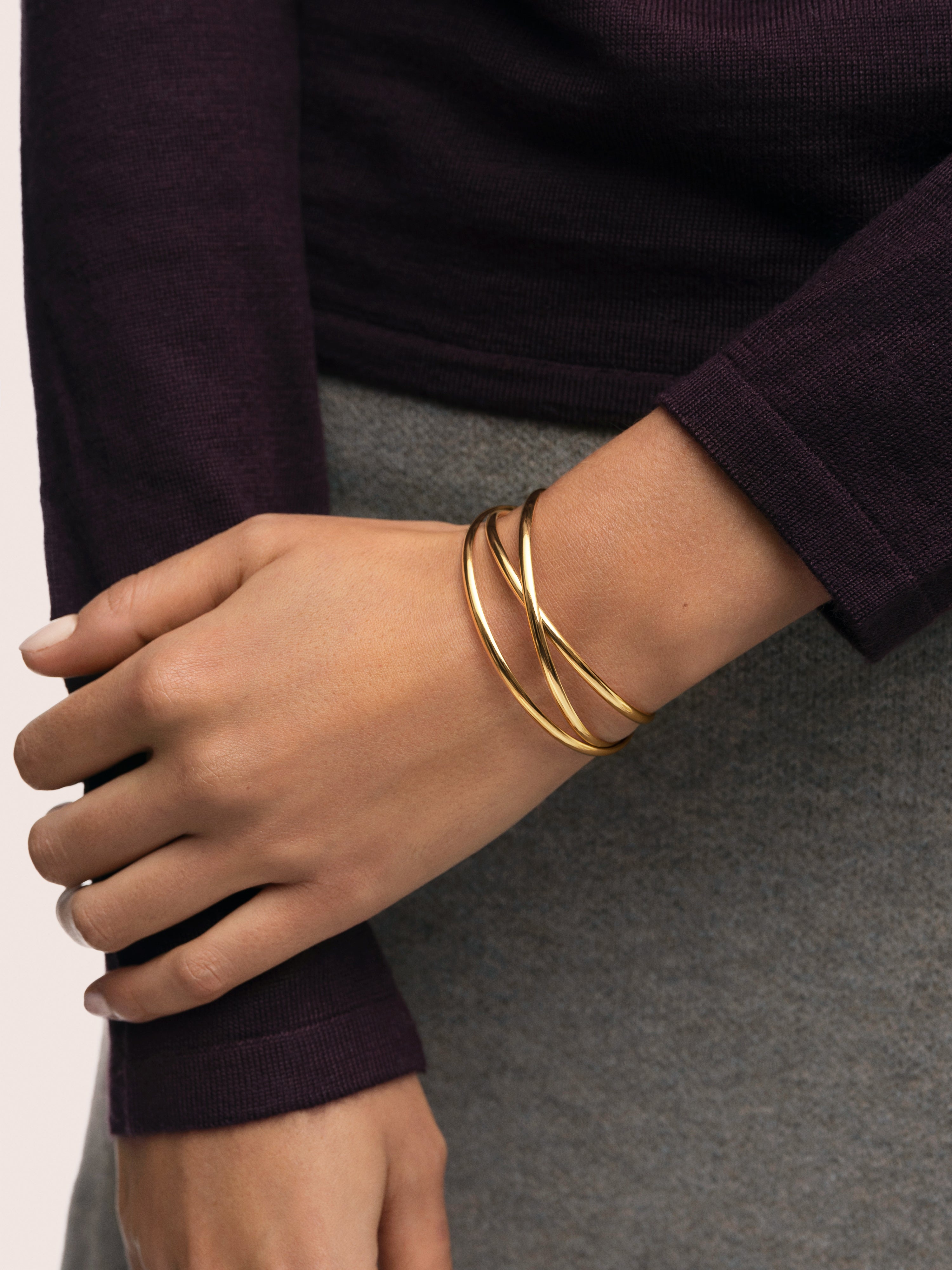 Triple Diana Stainless Steel Gold Bracelet