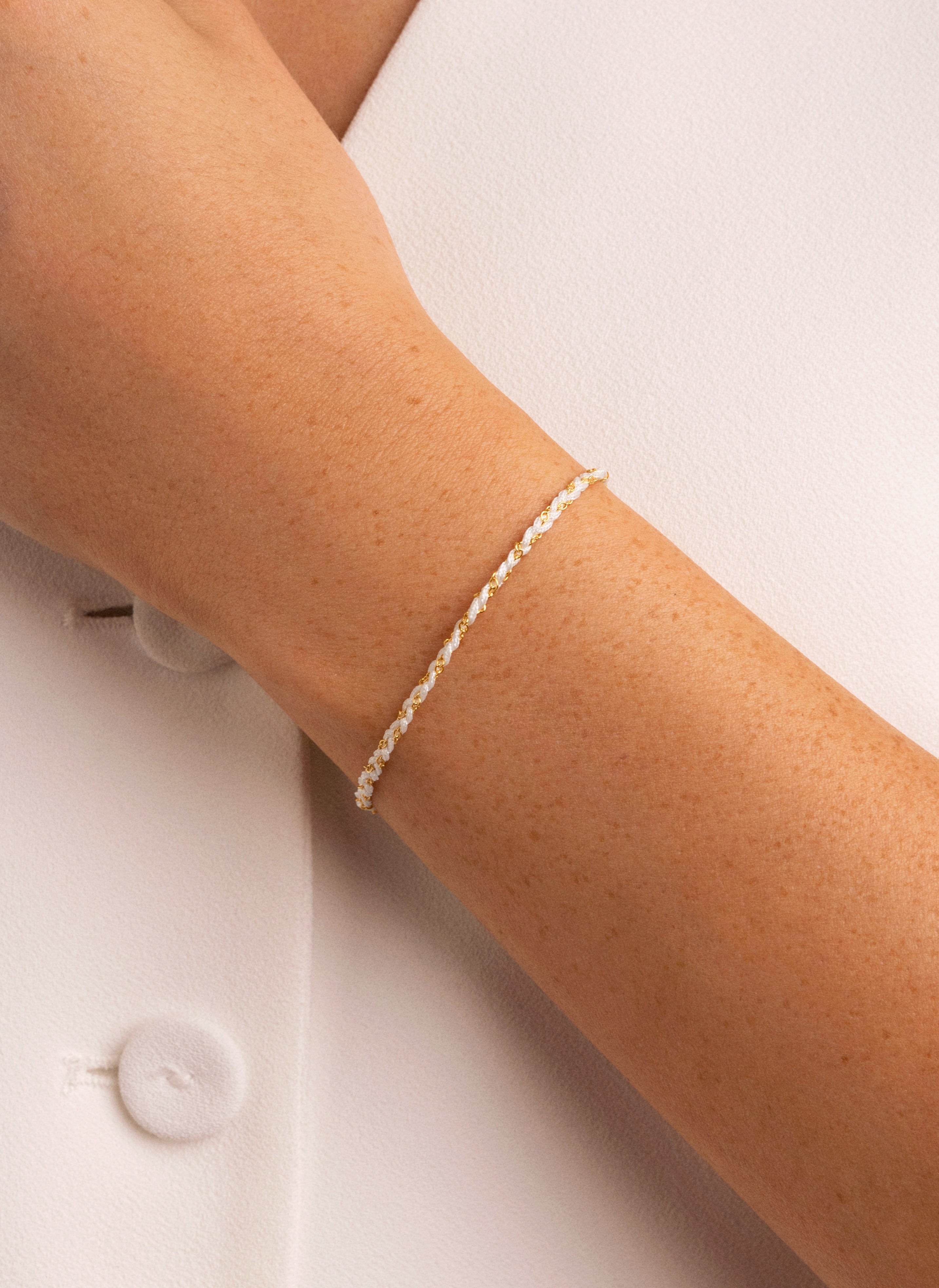 Yarn White Silver Gold Bracelet