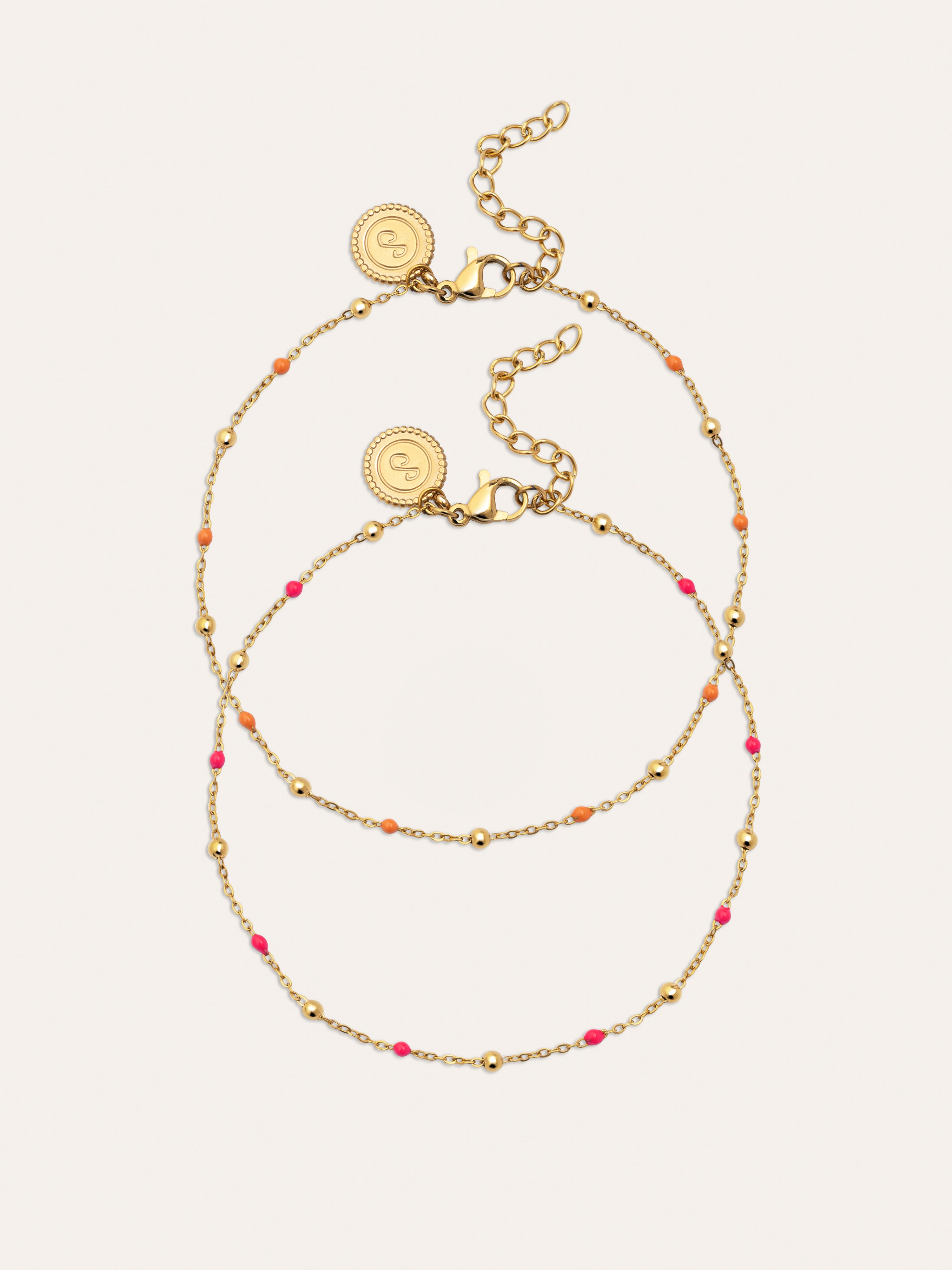 2 Friendship pack Stainless Steel Gold Anklets