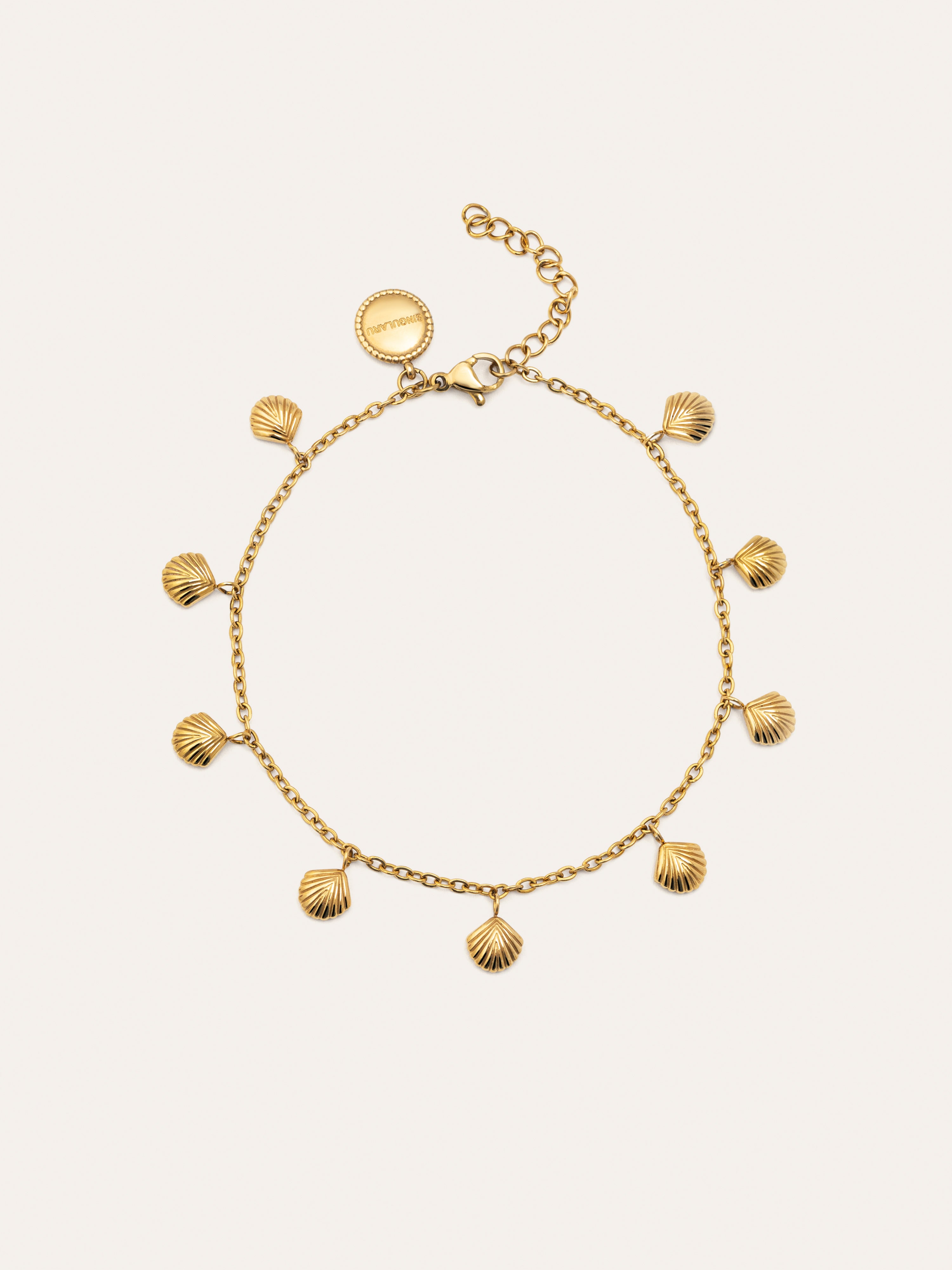 Dancing Shells Stainless Steel Gold Anklet