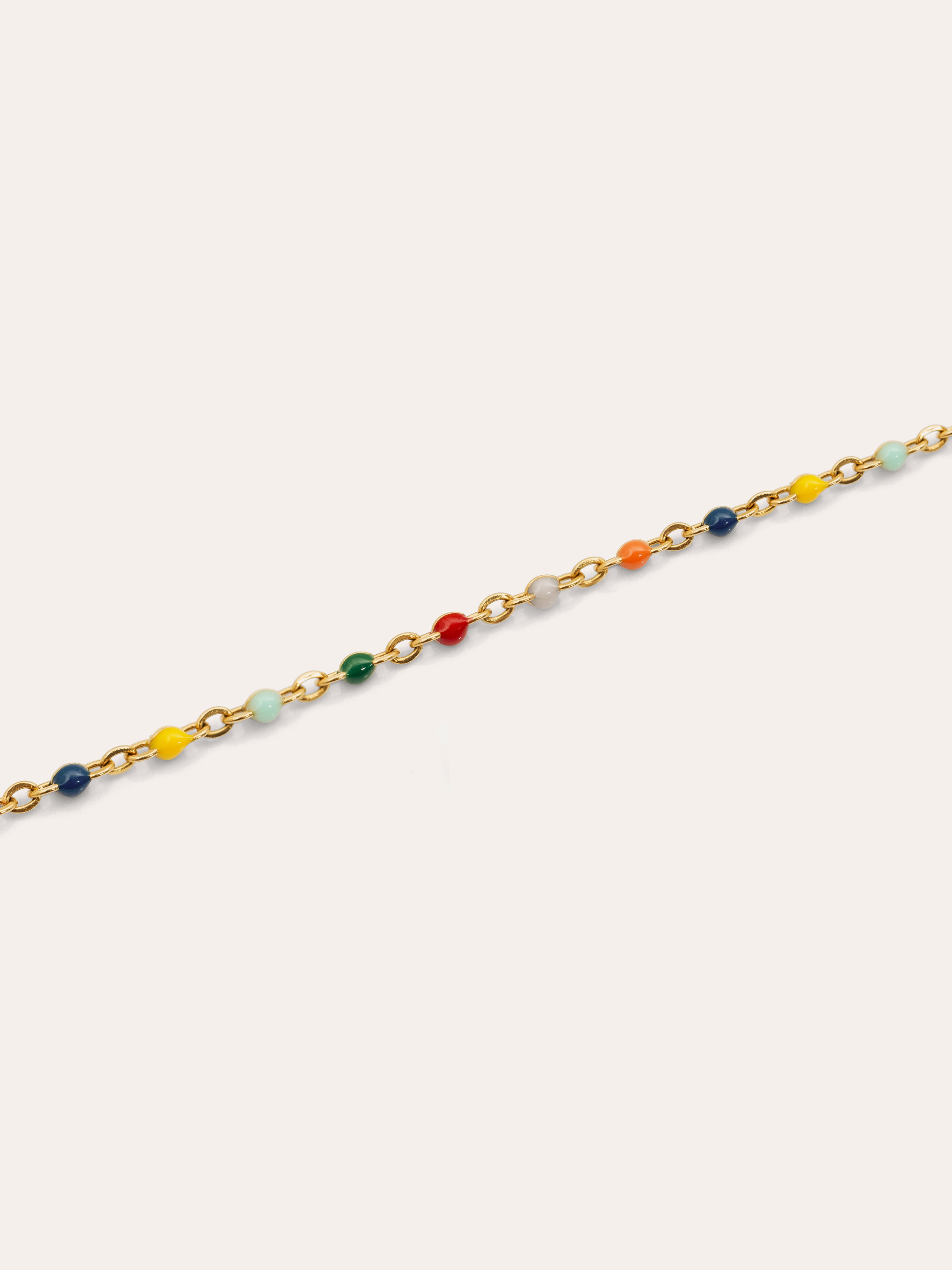 Dots Colors Enamel Stainless Steel Gold Anklet