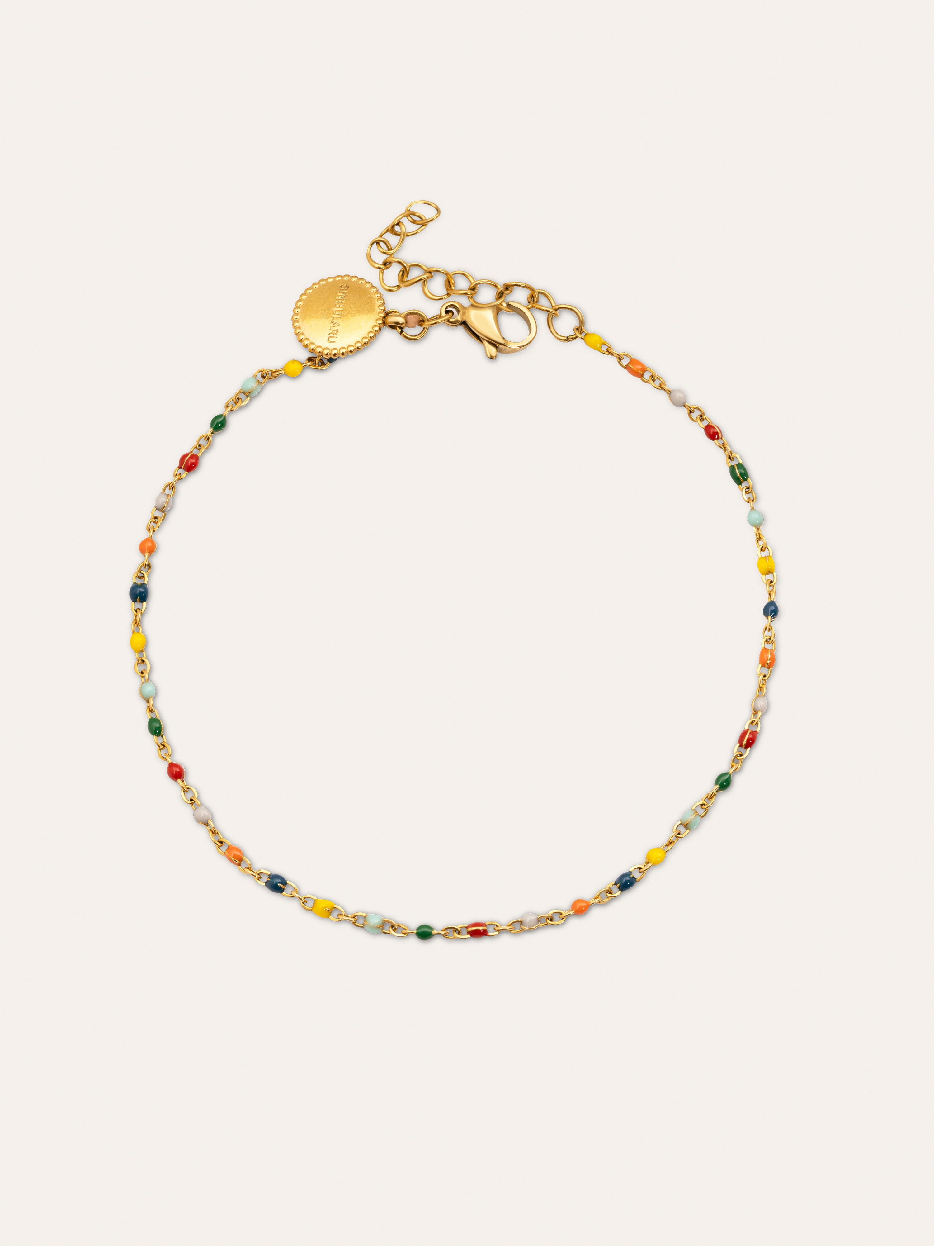 Dots Colors Enamel Stainless Steel Gold Anklet