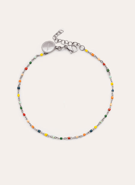 Dots Colors Enamel Stainless Steel Anklet