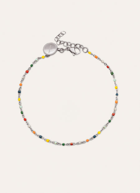 Dots Colors Enamel Stainless Steel Anklet