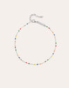 Dots Colors Enamel Silver Anklet