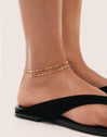 Double Dots Colors Enamel Stainless Steel Gold Anklet