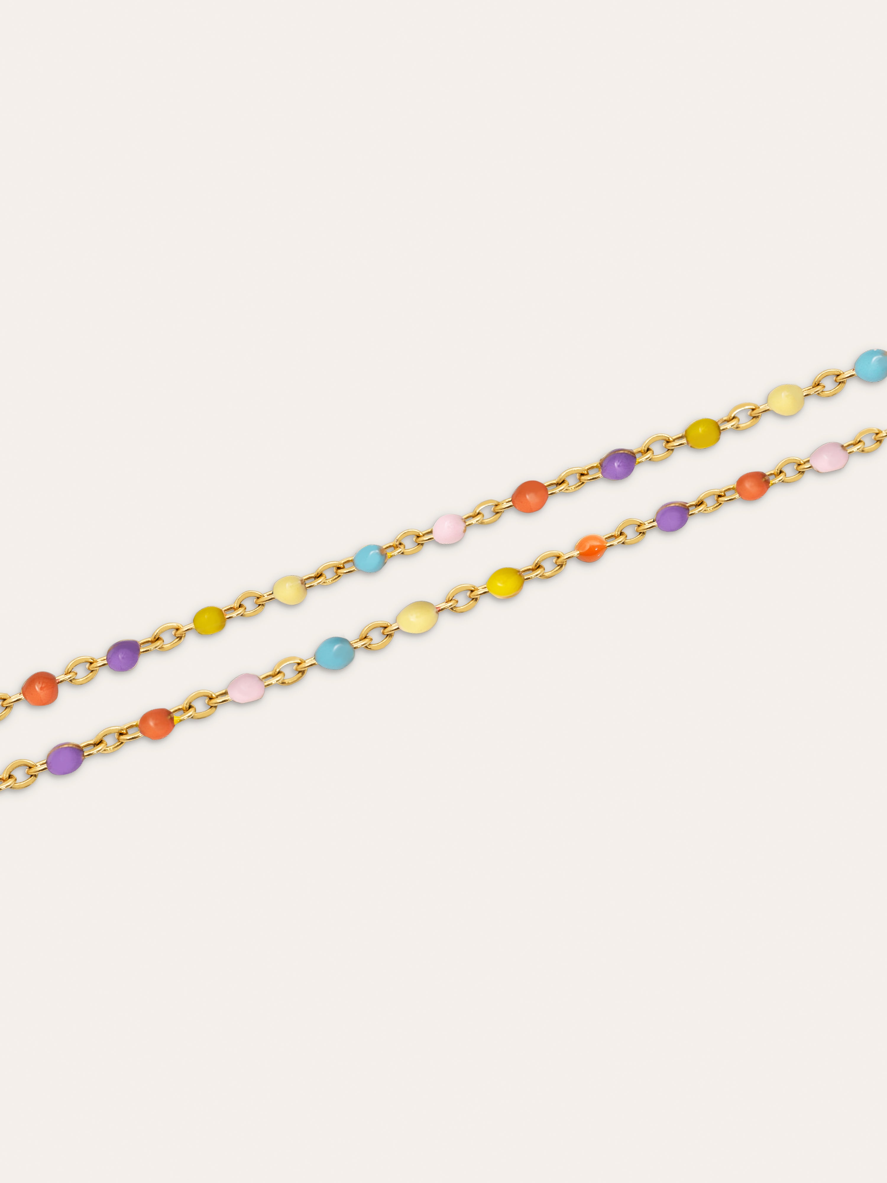 Double Dots Colors Enamel Stainless Steel Gold Anklet