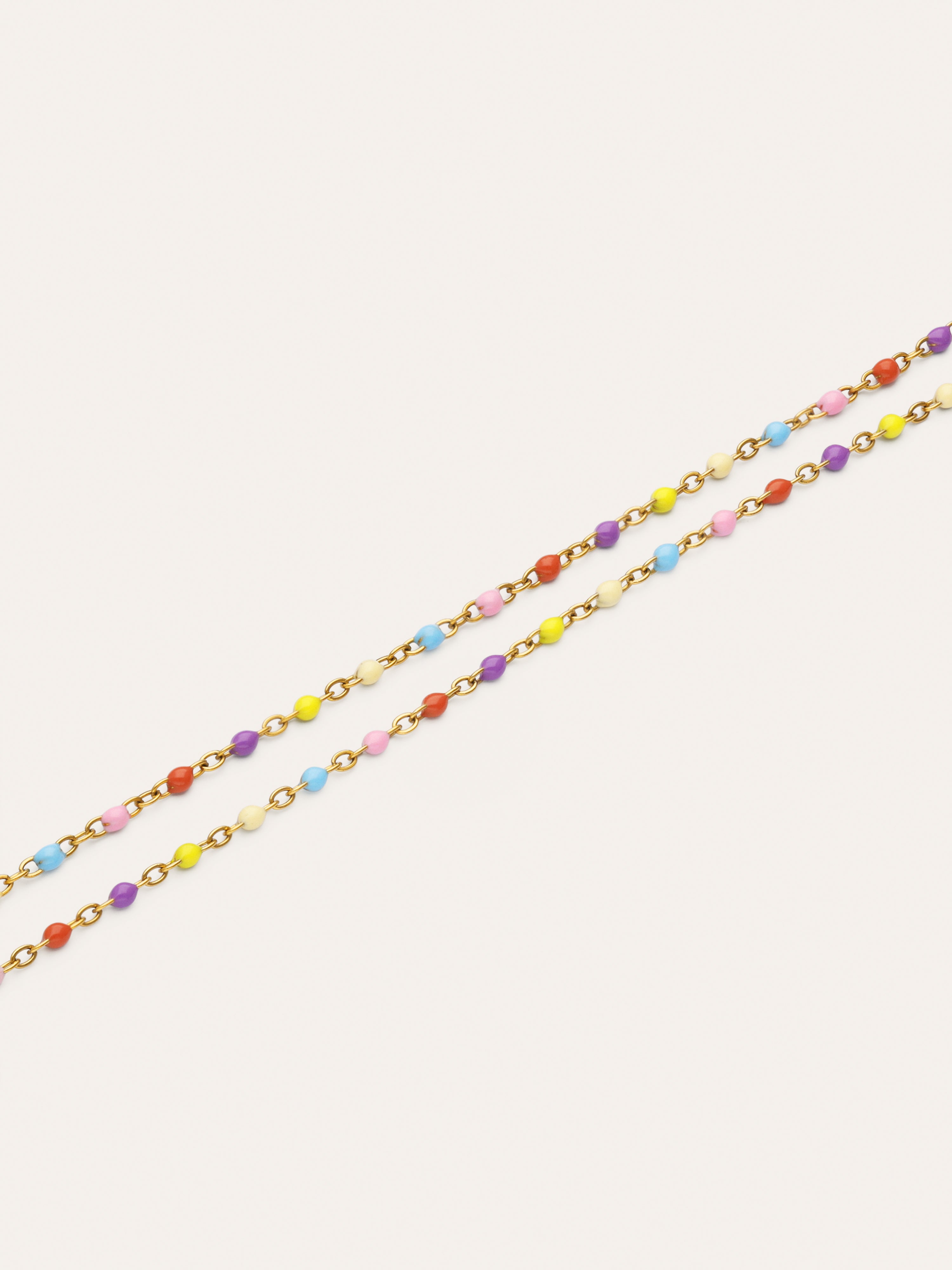 Double Dots Colors Enamel Stainless Steel Gold Anklet