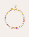 Double Dots Colors Enamel Stainless Steel Gold Anklet