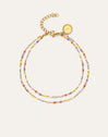 Double Dots Colors Enamel Stainless Steel Gold Anklet