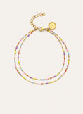 Double Dots Colors Enamel Stainless Steel Gold Anklet
