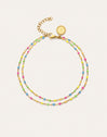 Tobillera Doble Dots Neon Enamel Acero Baño Oro