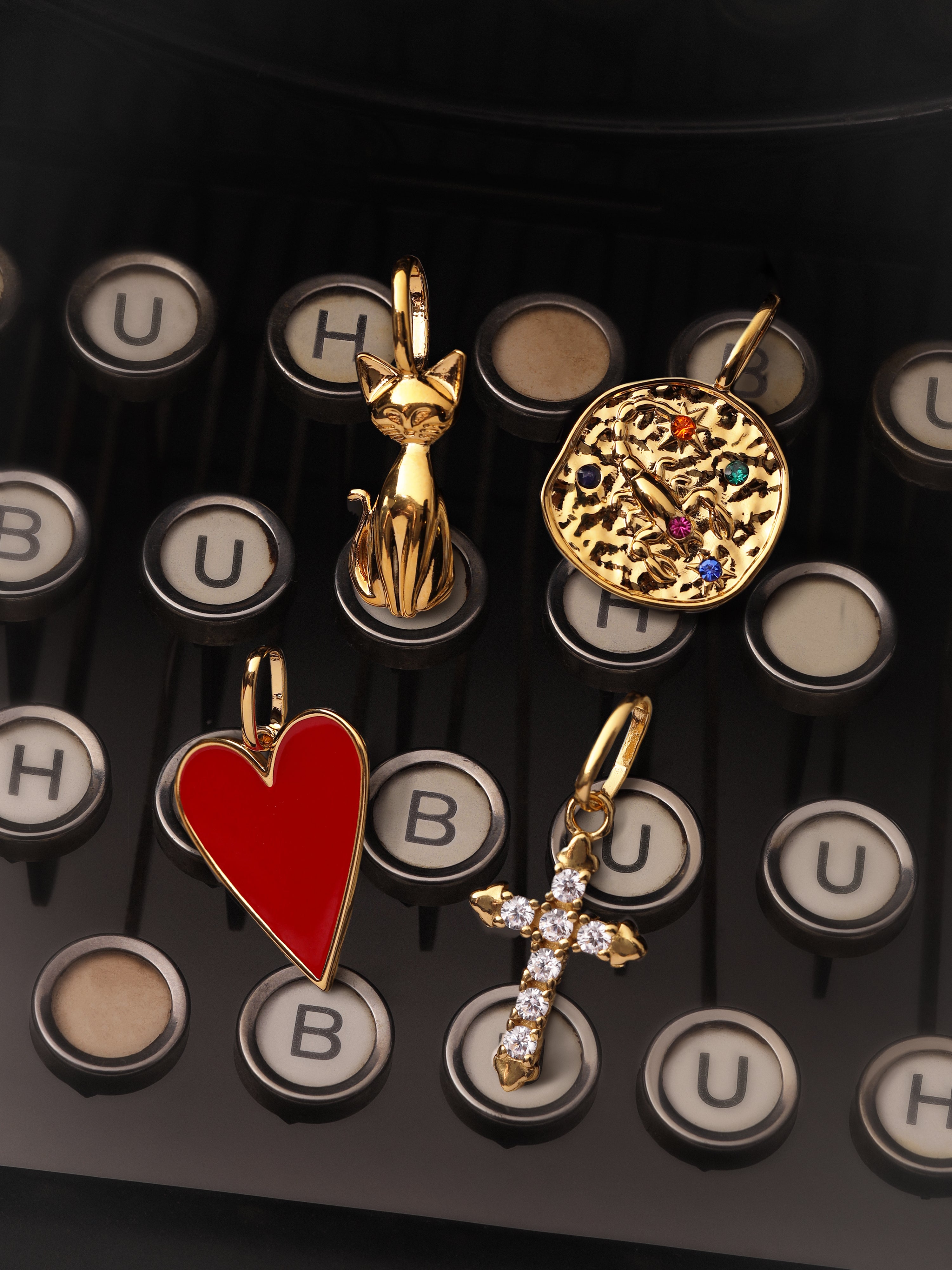Lovely Red Heart Enamel Gold Charm