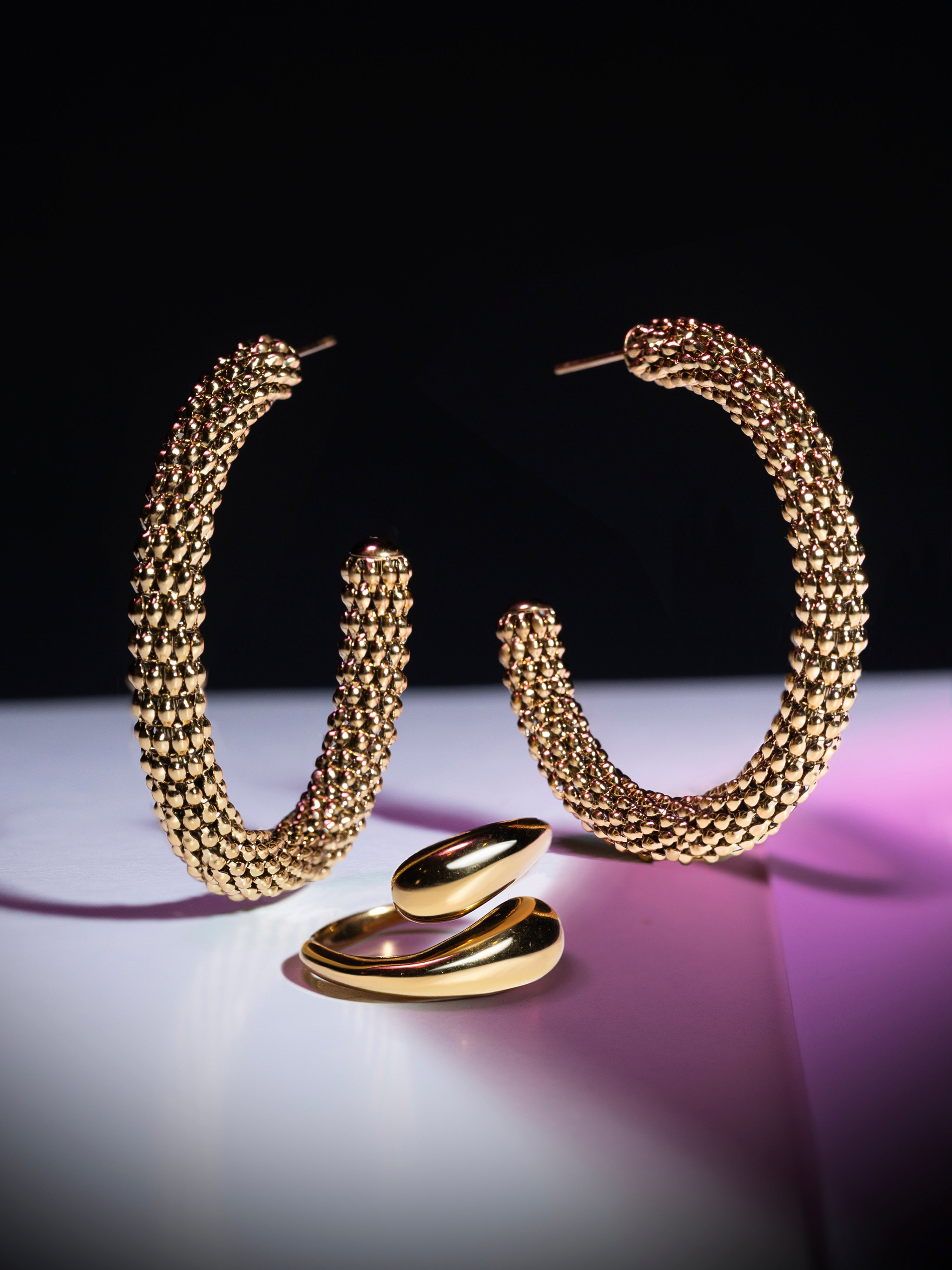 Anillo Maxi Abbraccio Acero Baño Oro