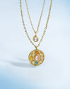 Medallion Five Stones Stainless Steeel Gold Necklace