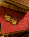 Purple Catalina Stainless Steel Gold Earrings
