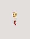 Single Hoop Earring Chili Enamel Steel Gold Plated