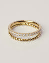 Doble Tressia Spark Stainless Steel Gold Ring 