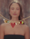 Collar Multicharms Corazones Acero Baño Oro