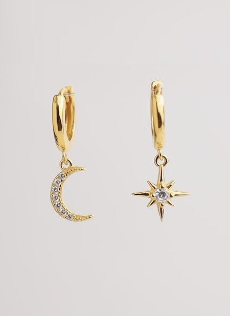 Polar Moon Spark Gold Earrings