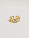 Anillo Chunky Eslabón Acero Baño Oro