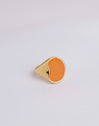 Signet Bean Neon Orange Enamel Gold Ring