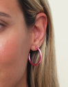 Funk Stainless Steel Pink Hoop Earrings 