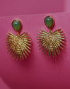 Green Catalina Stainless Steel Gold Earrings 
