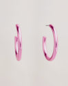 Funk Stainless Steel Pink Hoop Earrings 