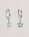 Star Sky Enamel Silver Hoop Earrings