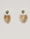 Green Catalina Stainless Steel Gold Earrings 
