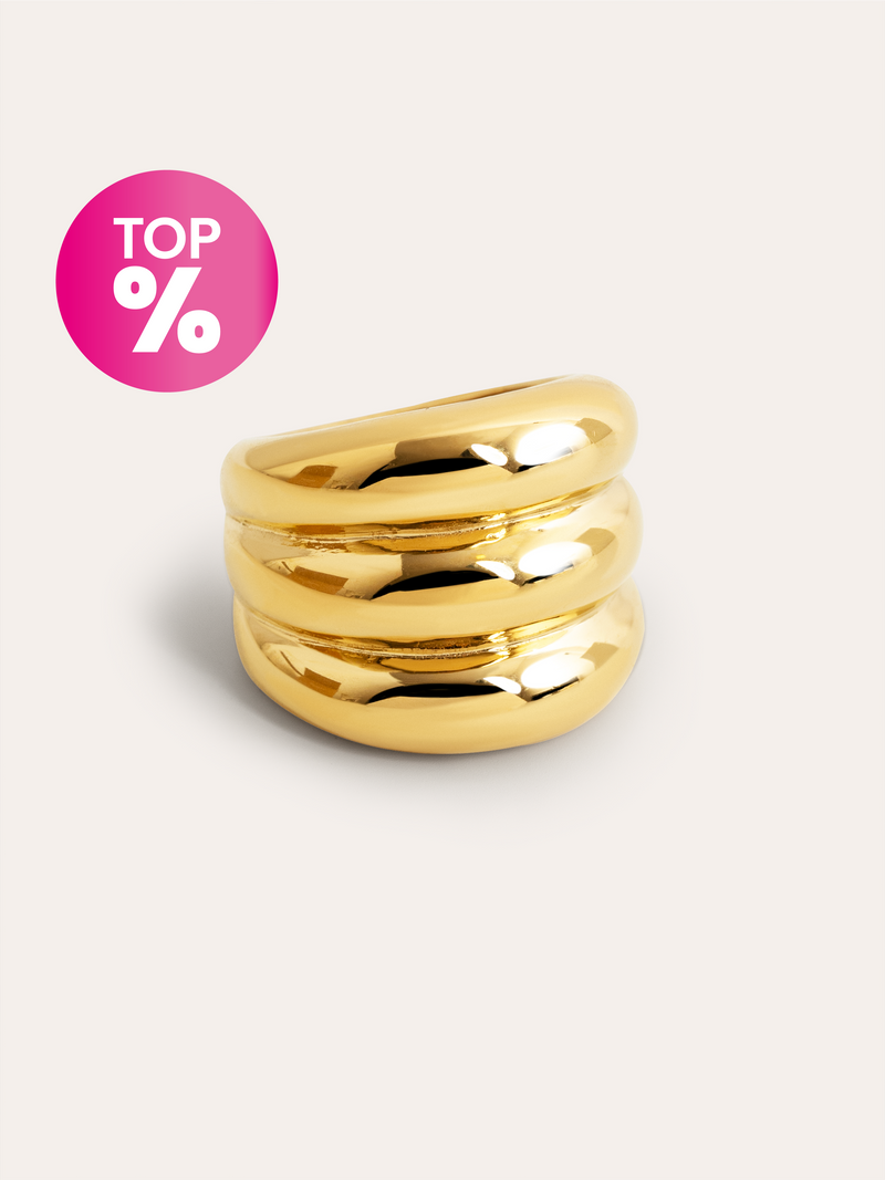 Anillo Dune Acero Baño Oro