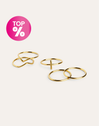 Pack 5 Anillos Nefertiti Acero Baño Oro