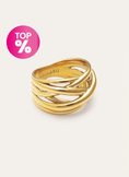 Anillo Triple Cross Acero Baño Oro