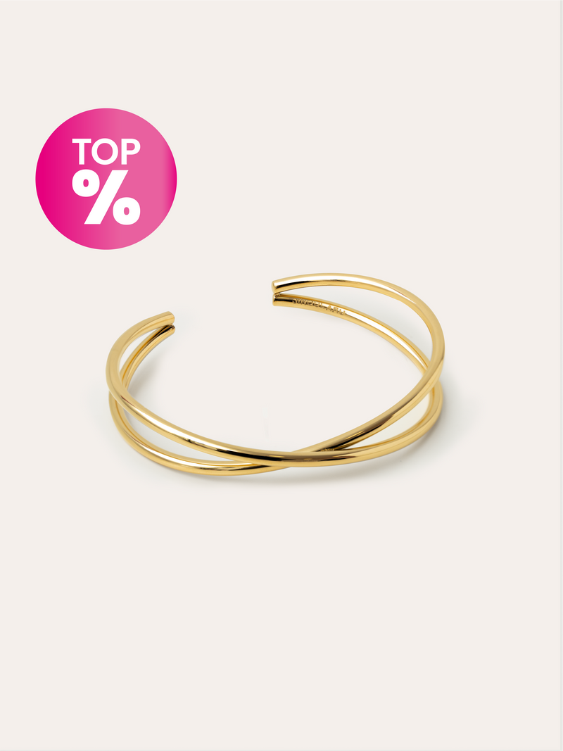 Brazalete Cruzado Acero Baño Oro